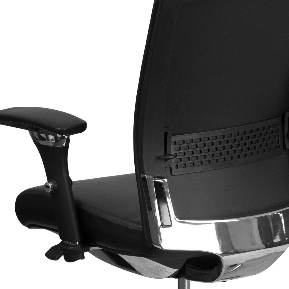 24/7 Intensive Use 300 lb. Rated Mid-Back Black LeatherSoft Multifunction Ergonomic Office Chair with Seat Slider and Adjustable Lumbar. Picture 6