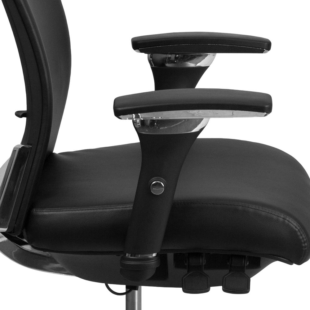 24/7 Intensive Use 300 lb. Rated Mid-Back Black LeatherSoft Multifunction Ergonomic Office Chair with Seat Slider and Adjustable Lumbar. Picture 7