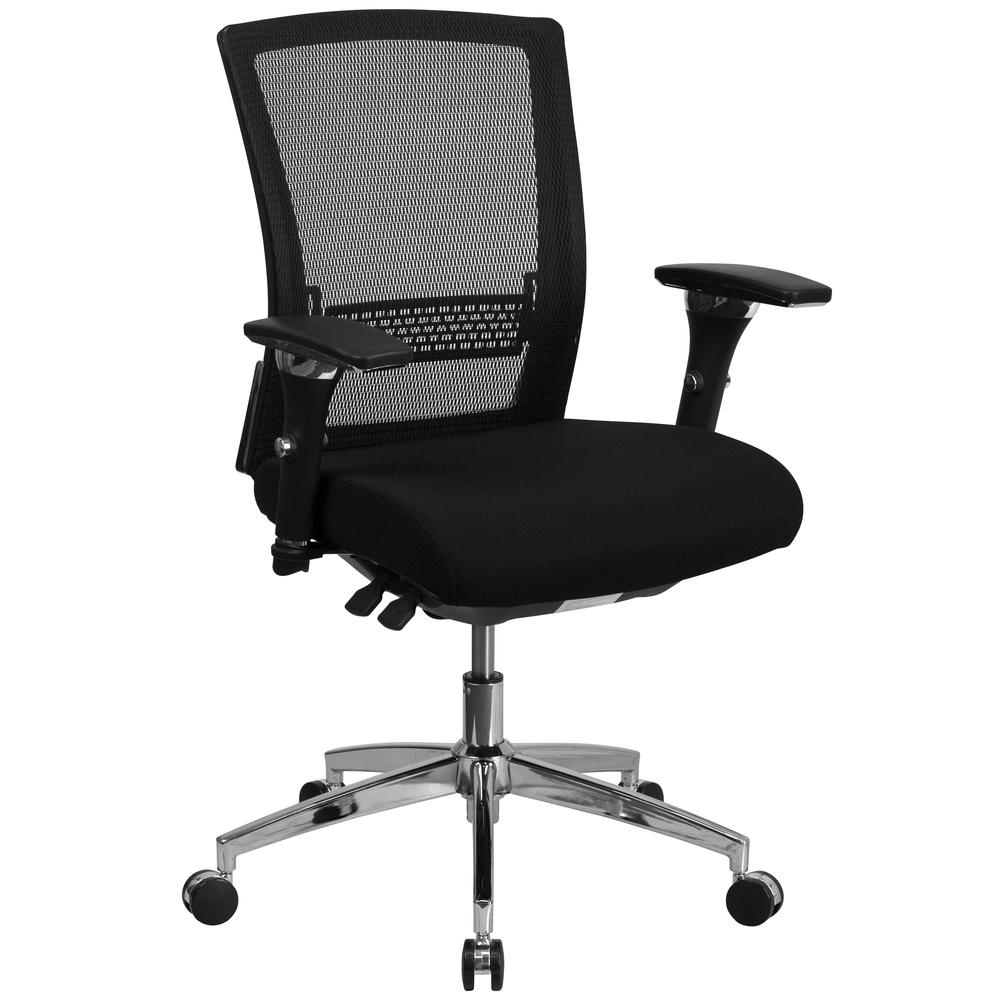 24/7 Intensive Use 300 lb. Rated Mid-Back Black Mesh Multifunction Ergonomic Office Chair with Seat Slider and Adjustable Lumbar. The main picture.