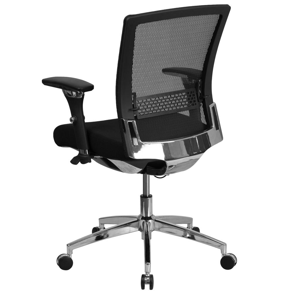 24/7 Intensive Use 300 lb. Rated Mid-Back Black Mesh Multifunction Ergonomic Office Chair with Seat Slider and Adjustable Lumbar. Picture 3