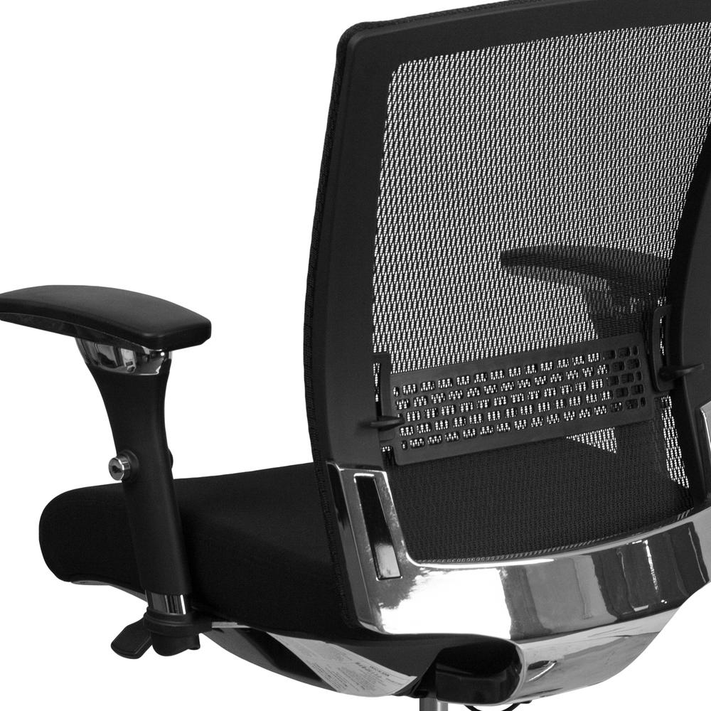 24/7 Intensive Use 300 lb. Rated Mid-Back Black Mesh Multifunction Ergonomic Office Chair with Seat Slider and Adjustable Lumbar. Picture 6