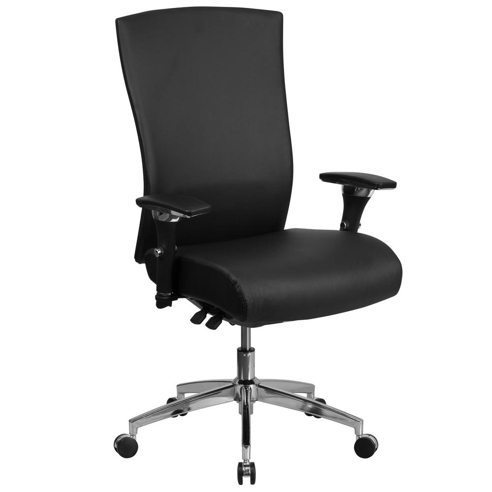 24/7 Intensive Use 300 lb. Rated High Back Black LeatherSoft Multifunction Ergonomic Office Chair with Seat Slider and Adjustable Lumbar. The main picture.