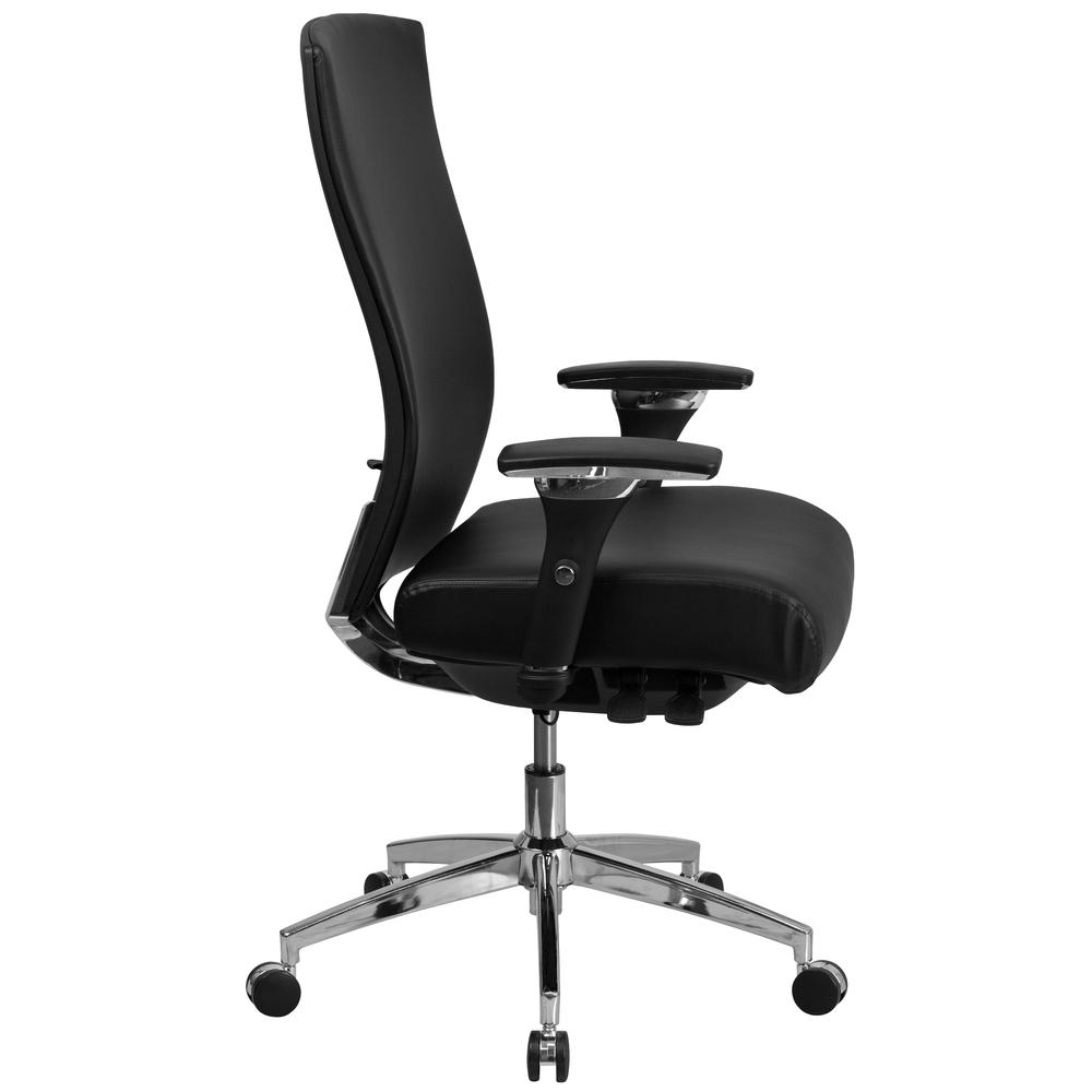 24/7 Intensive Use 300 lb. Rated High Back Black LeatherSoft Multifunction Ergonomic Office Chair with Seat Slider and Adjustable Lumbar. Picture 2