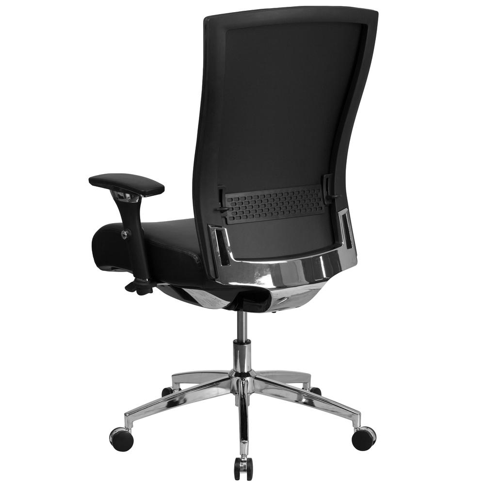 24/7 Intensive Use 300 lb. Rated High Back Black LeatherSoft Multifunction Ergonomic Office Chair with Seat Slider and Adjustable Lumbar. Picture 3