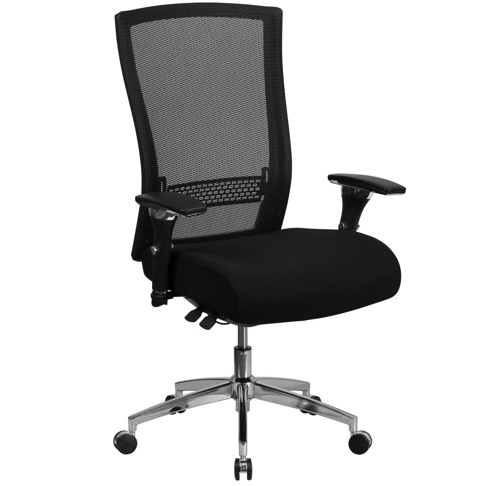 24/7 Intensive Use 300 lb. Rated High Back Black Mesh Multifunction Ergonomic Office Chair with Seat Slider and Adjustable Lumbar. Picture 1