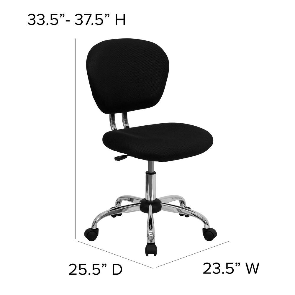Mid-Back Black Mesh Padded Swivel Task Office Chair with Chrome Base. Picture 2