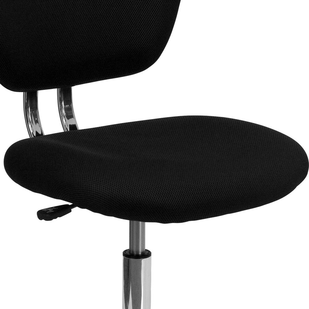 Mid-Back Black Mesh Padded Swivel Task Office Chair with Chrome Base. Picture 7