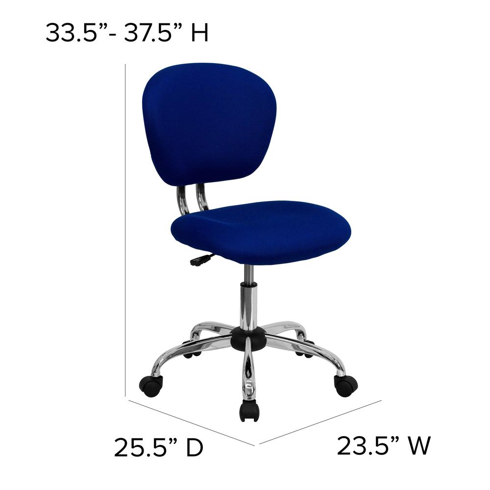 Mid-Back Blue Mesh Padded Swivel Task Office Chair with Chrome Base. Picture 2