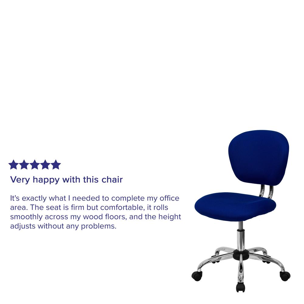 Mid-Back Blue Mesh Padded Swivel Task Office Chair with Chrome Base. Picture 7