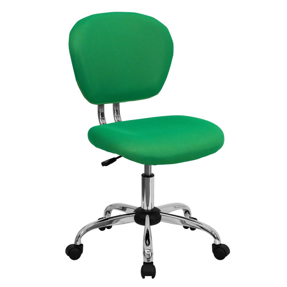 Mid-Back Bright Green Mesh Padded Swivel Task Office Chair with Chrome Base. Picture 1