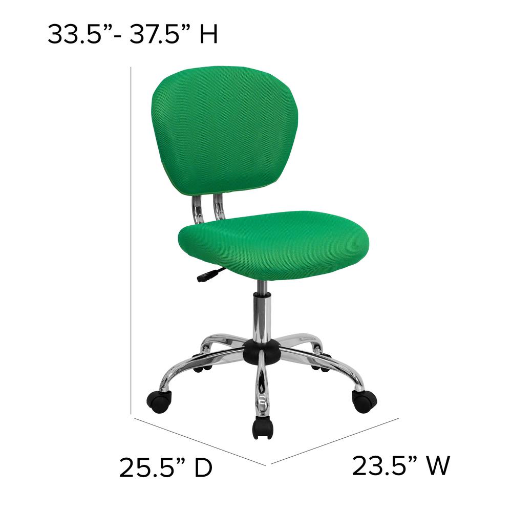 Mid-Back Bright Green Mesh Padded Swivel Task Office Chair with Chrome Base. Picture 2