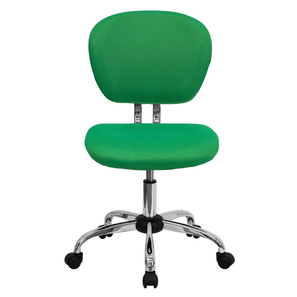 Mid-Back Bright Green Mesh Padded Swivel Task Office Chair with Chrome Base. Picture 5