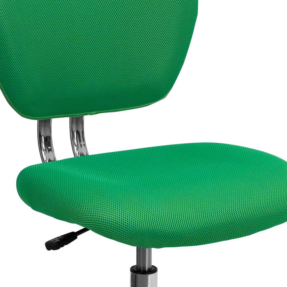 Mid-Back Bright Green Mesh Padded Swivel Task Office Chair with Chrome Base. Picture 6