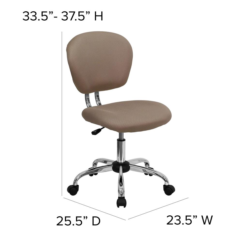Mid-Back Coffee Brown Mesh Padded Swivel Task Office Chair with Chrome Base. Picture 2