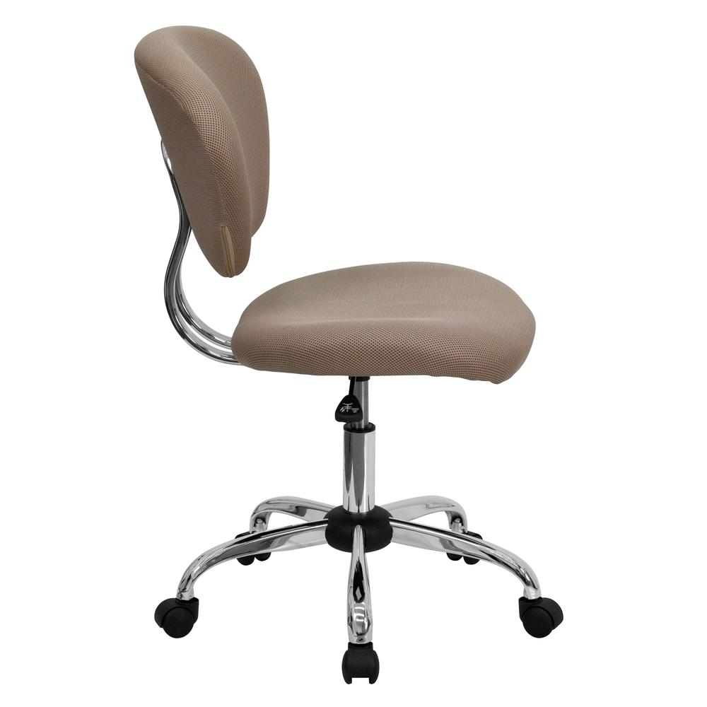 Mid-Back Coffee Brown Mesh Padded Swivel Task Office Chair with Chrome Base. Picture 3