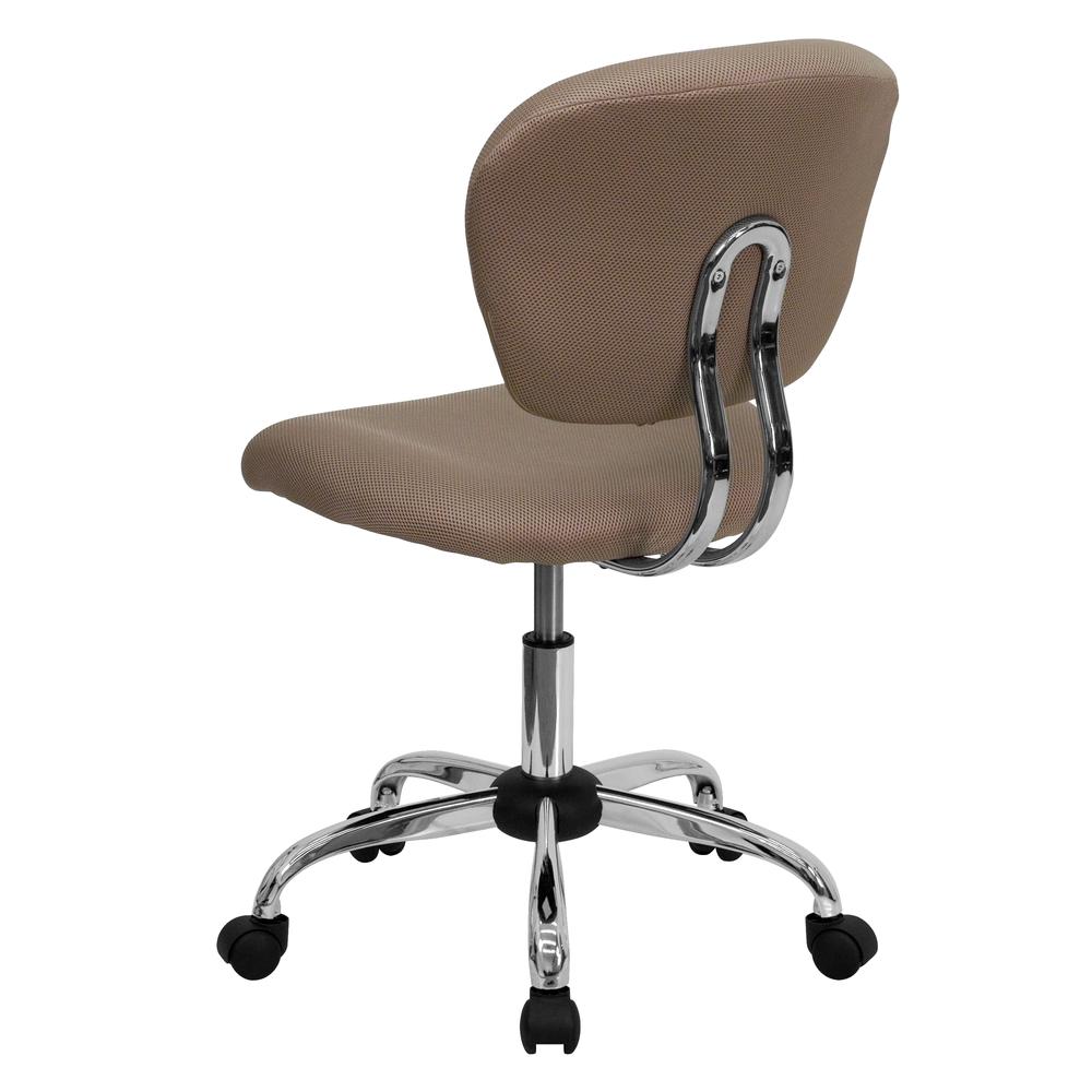 Mid-Back Coffee Brown Mesh Padded Swivel Task Office Chair with Chrome Base. Picture 4
