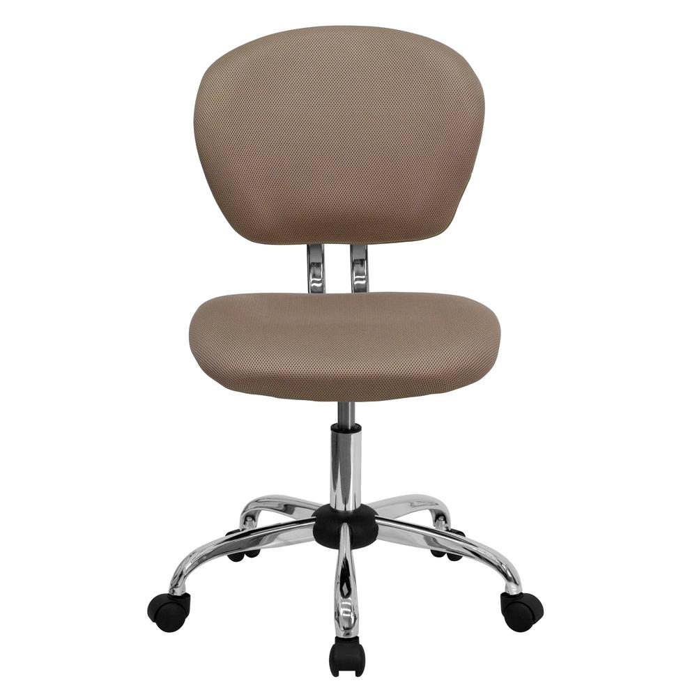 Mid-Back Coffee Brown Mesh Padded Swivel Task Office Chair with Chrome Base. Picture 5