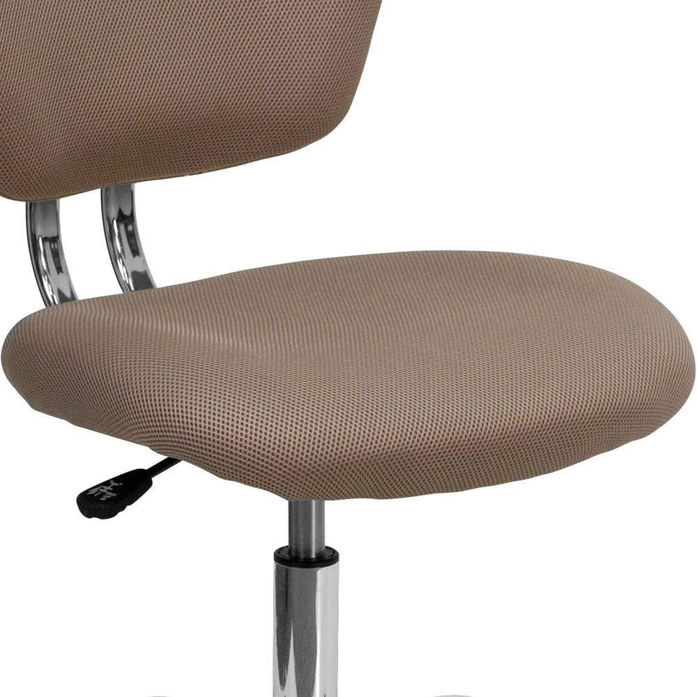 Mid-Back Coffee Brown Mesh Padded Swivel Task Office Chair with Chrome Base. Picture 7