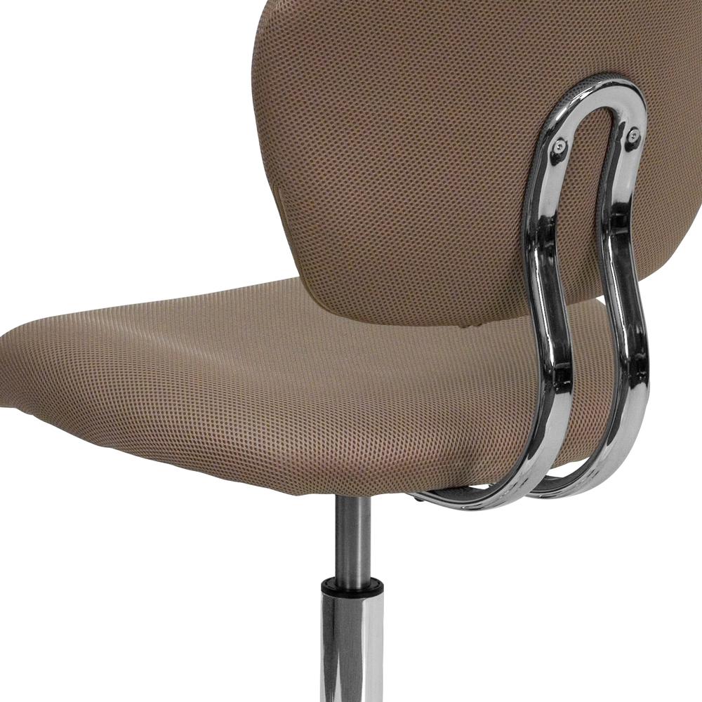 Mid-Back Coffee Brown Mesh Padded Swivel Task Office Chair with Chrome Base. Picture 8