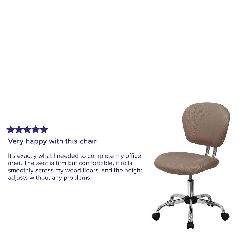 Mid-Back Coffee Brown Mesh Padded Swivel Task Office Chair with Chrome Base. Picture 10