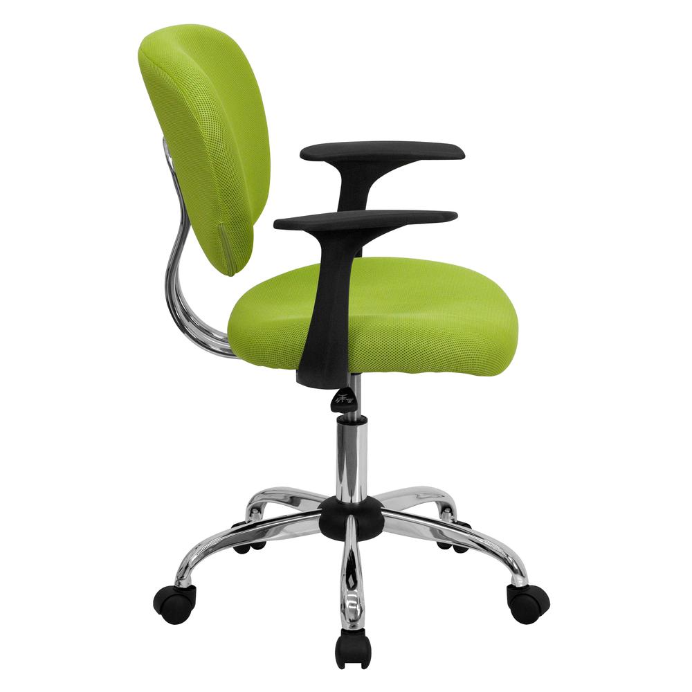 Mid-Back Apple Green Mesh Padded Swivel Task Office Chair with Chrome Base and Arms. Picture 2