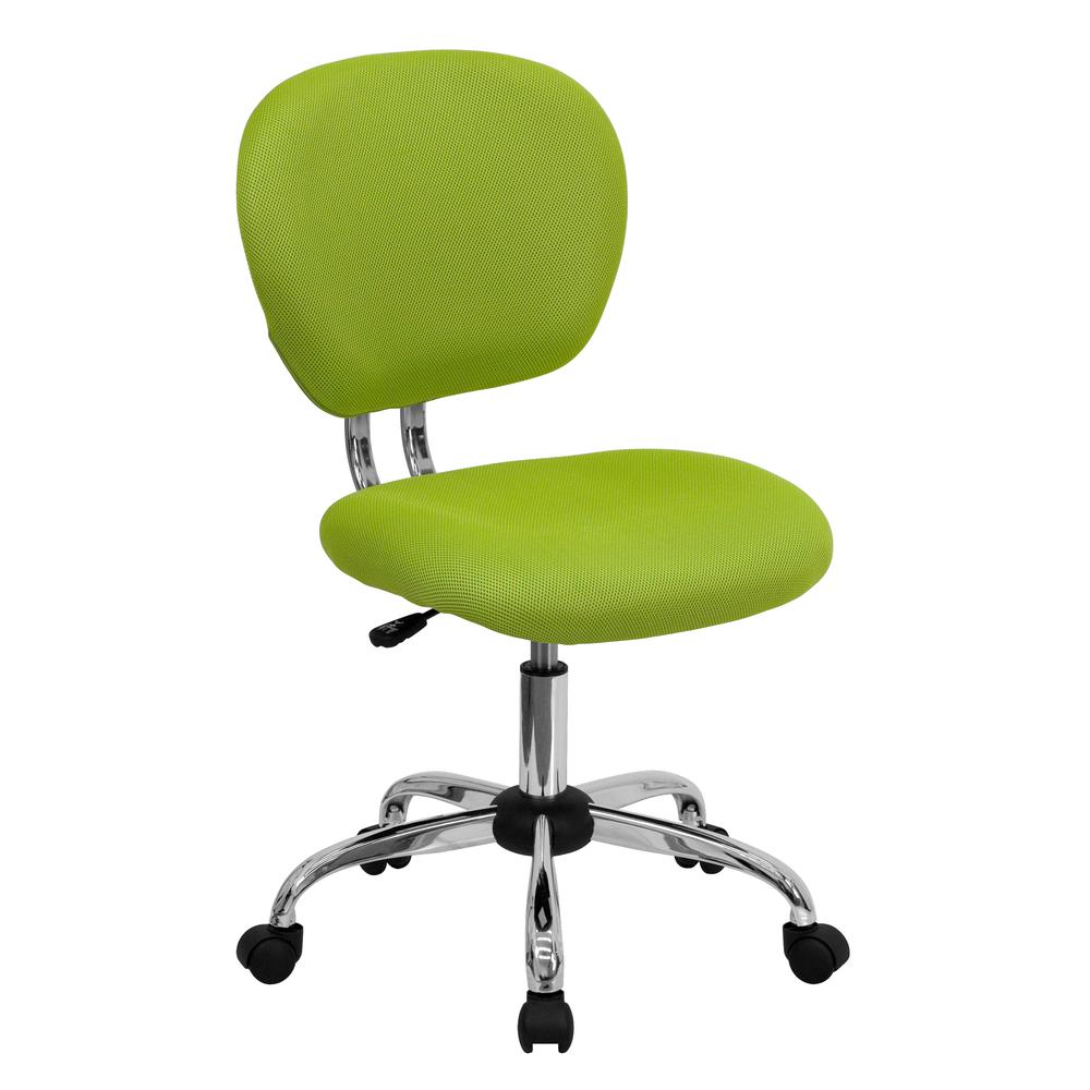Mid-Back Apple Green Mesh Padded Swivel Task Office Chair with Chrome Base. Picture 1