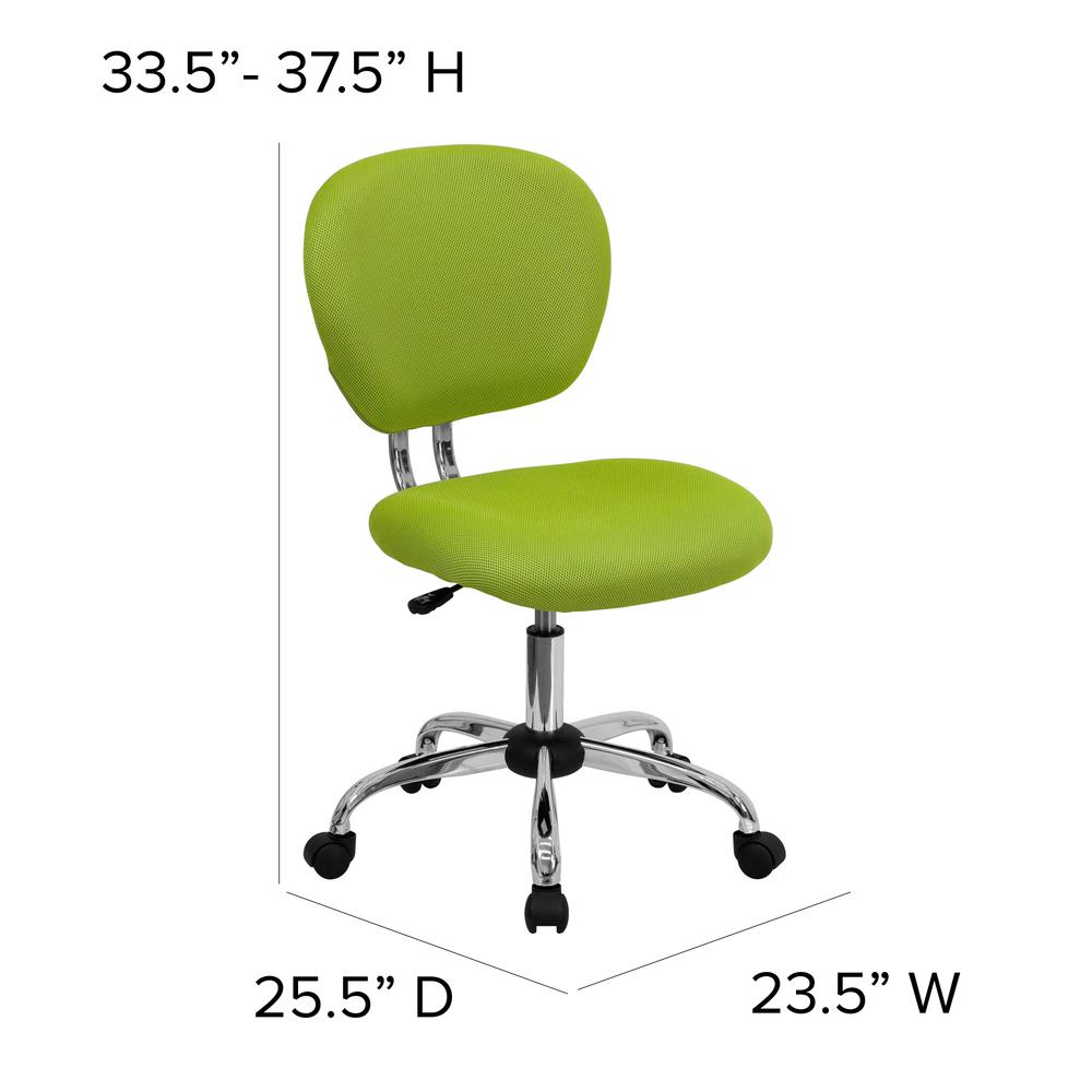 Mid-Back Apple Green Mesh Padded Swivel Task Office Chair with Chrome Base. Picture 2