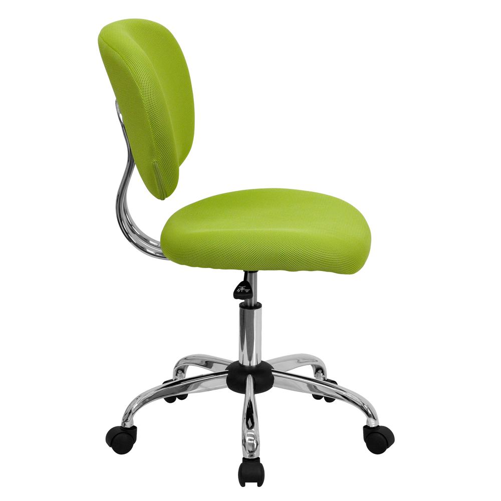 Mid-Back Apple Green Mesh Padded Swivel Task Office Chair with Chrome Base. Picture 3