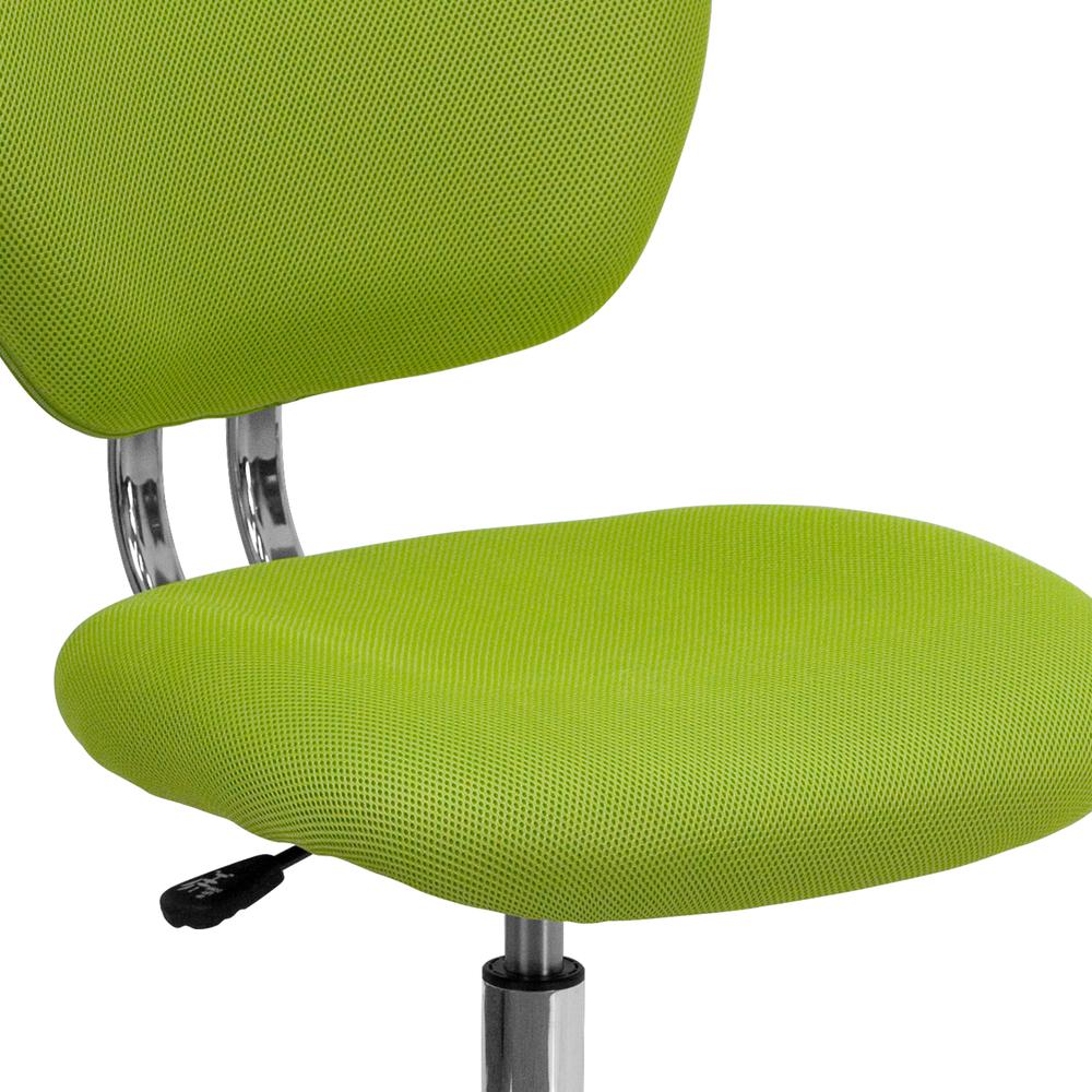 Mid-Back Apple Green Mesh Padded Swivel Task Office Chair with Chrome Base. Picture 7