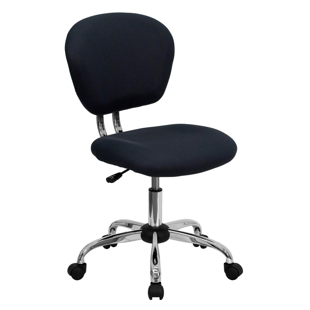 Mid-Back Gray Mesh Padded Swivel Task Office Chair with Chrome Base. The main picture.