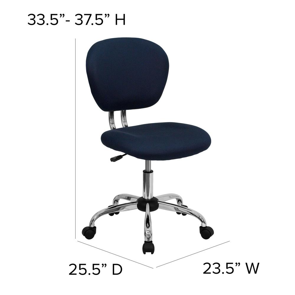 Mid-Back Navy Mesh Padded Swivel Task Office Chair with Chrome Base. Picture 2