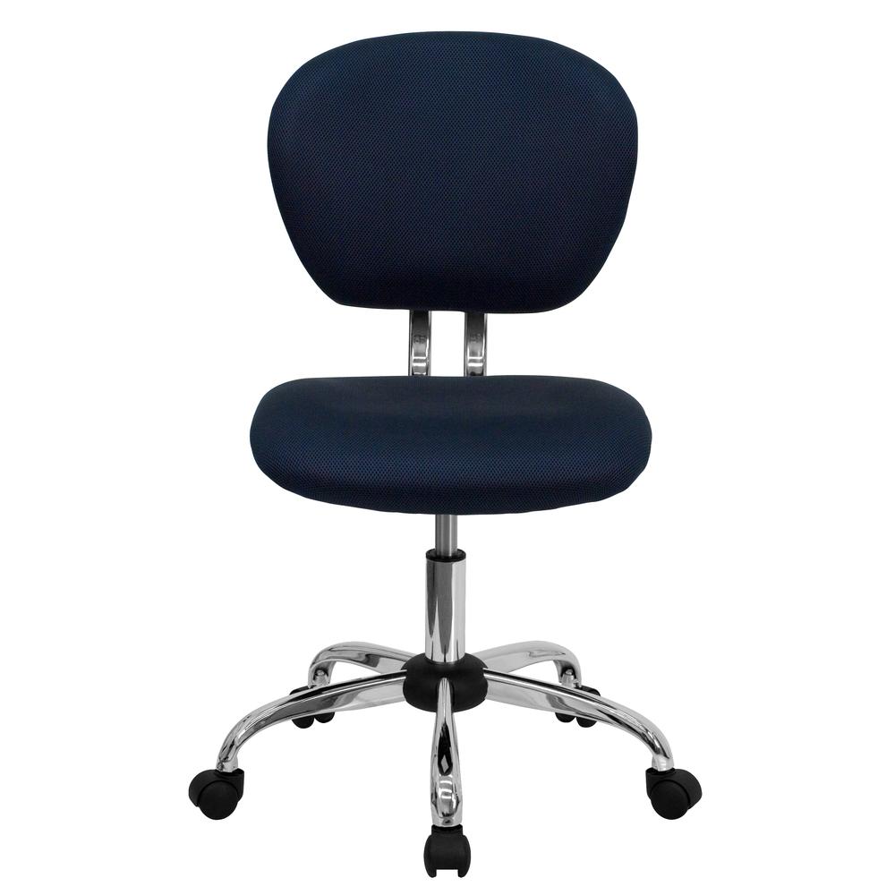 Mid-Back Navy Mesh Padded Swivel Task Office Chair with Chrome Base. Picture 5