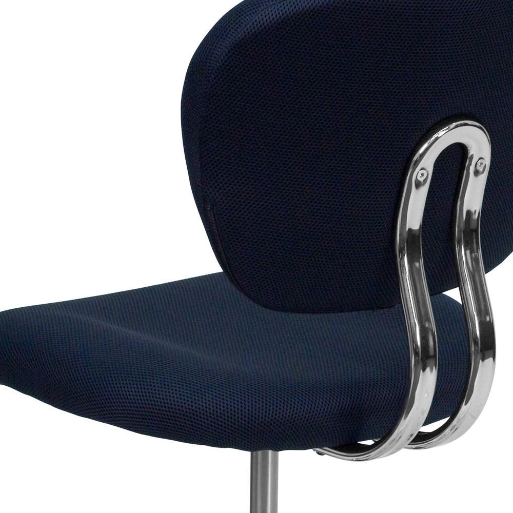 Mid-Back Navy Mesh Padded Swivel Task Office Chair with Chrome Base. Picture 8