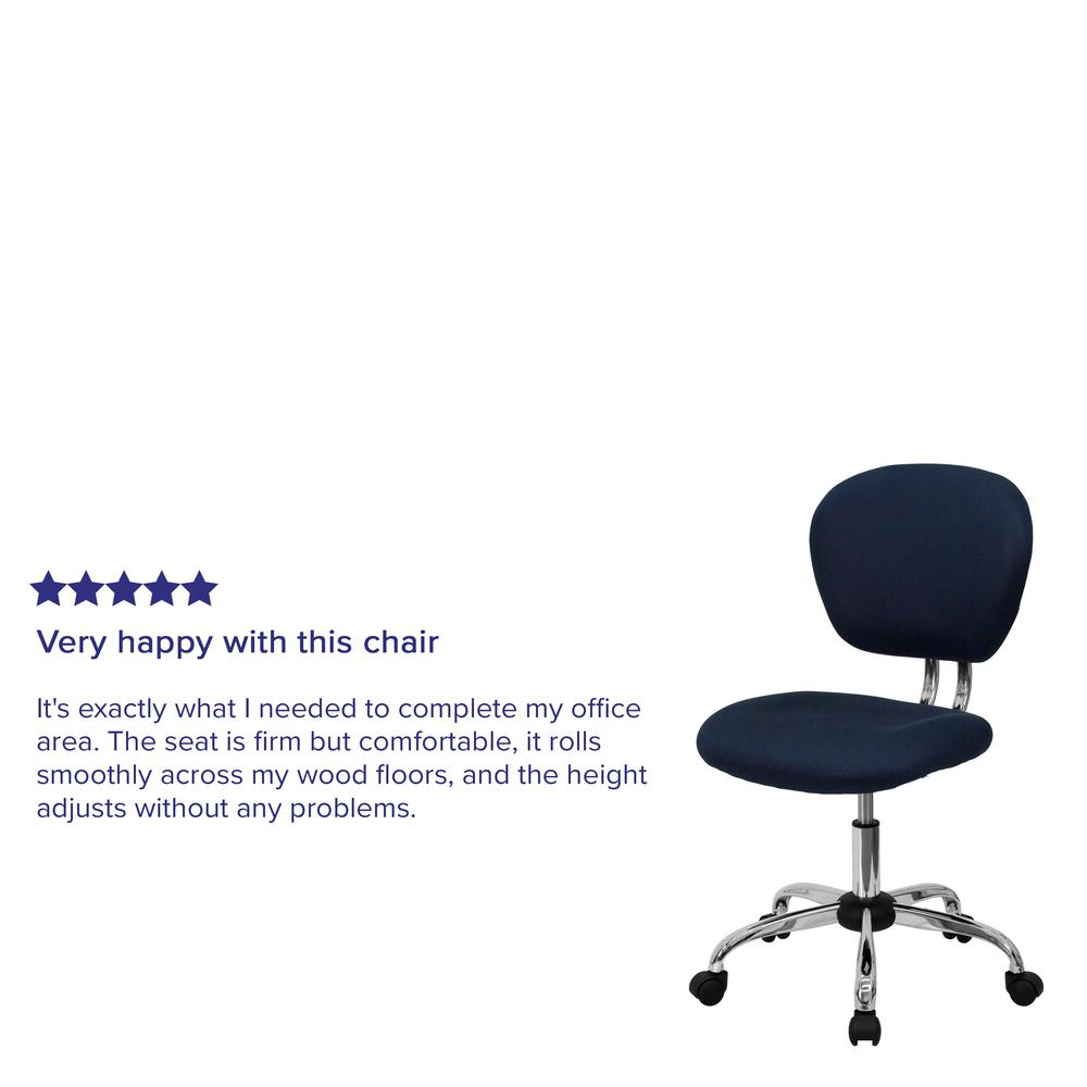 Mid-Back Navy Mesh Padded Swivel Task Office Chair with Chrome Base. Picture 10