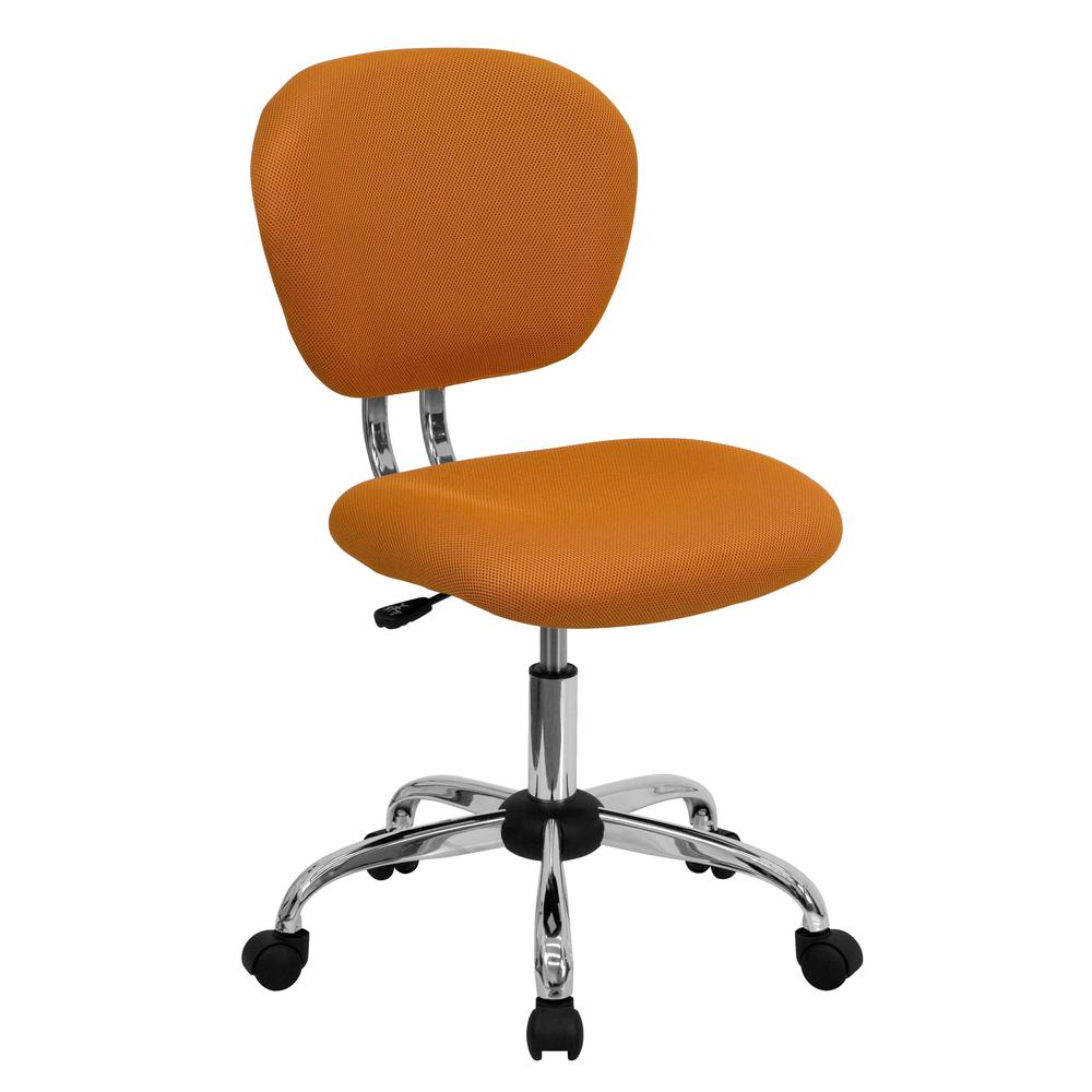 Mid-Back Orange Mesh Padded Swivel Task Office Chair with Chrome Base. Picture 1