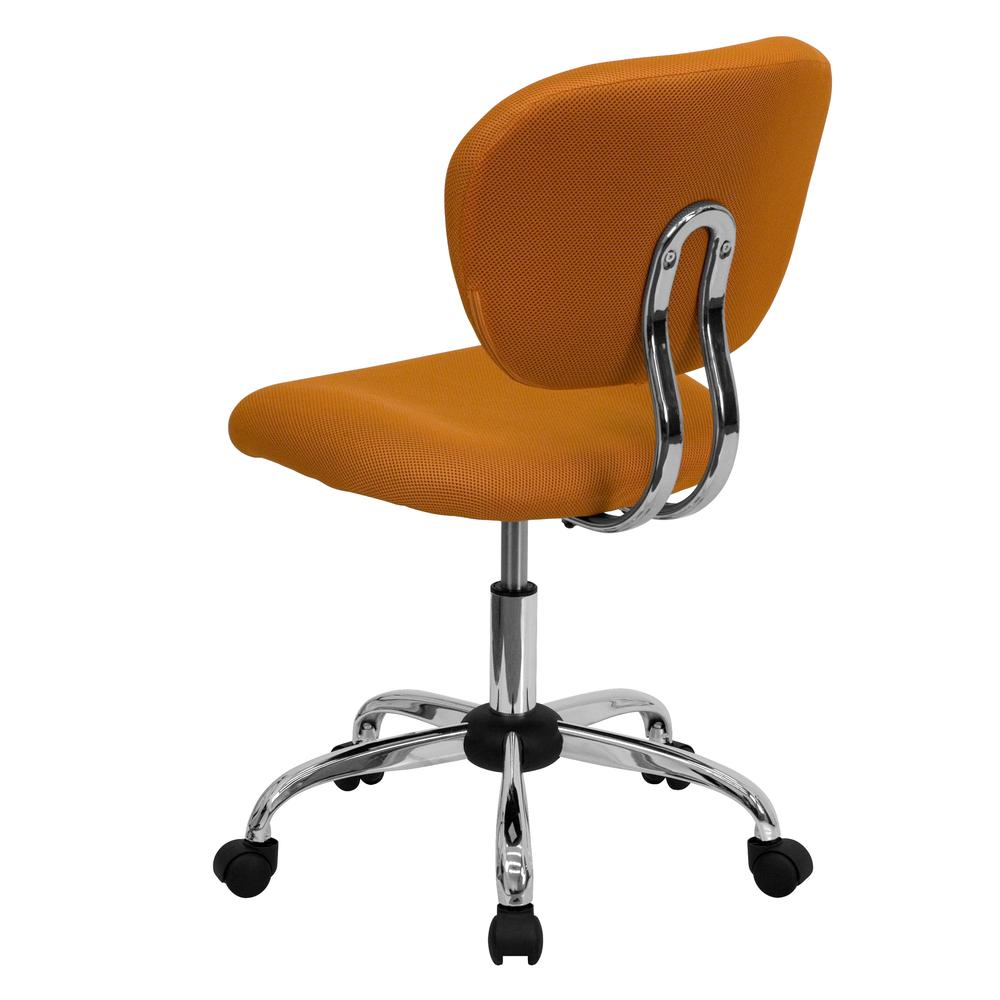 Mid-Back Orange Mesh Padded Swivel Task Office Chair with Chrome Base. Picture 4