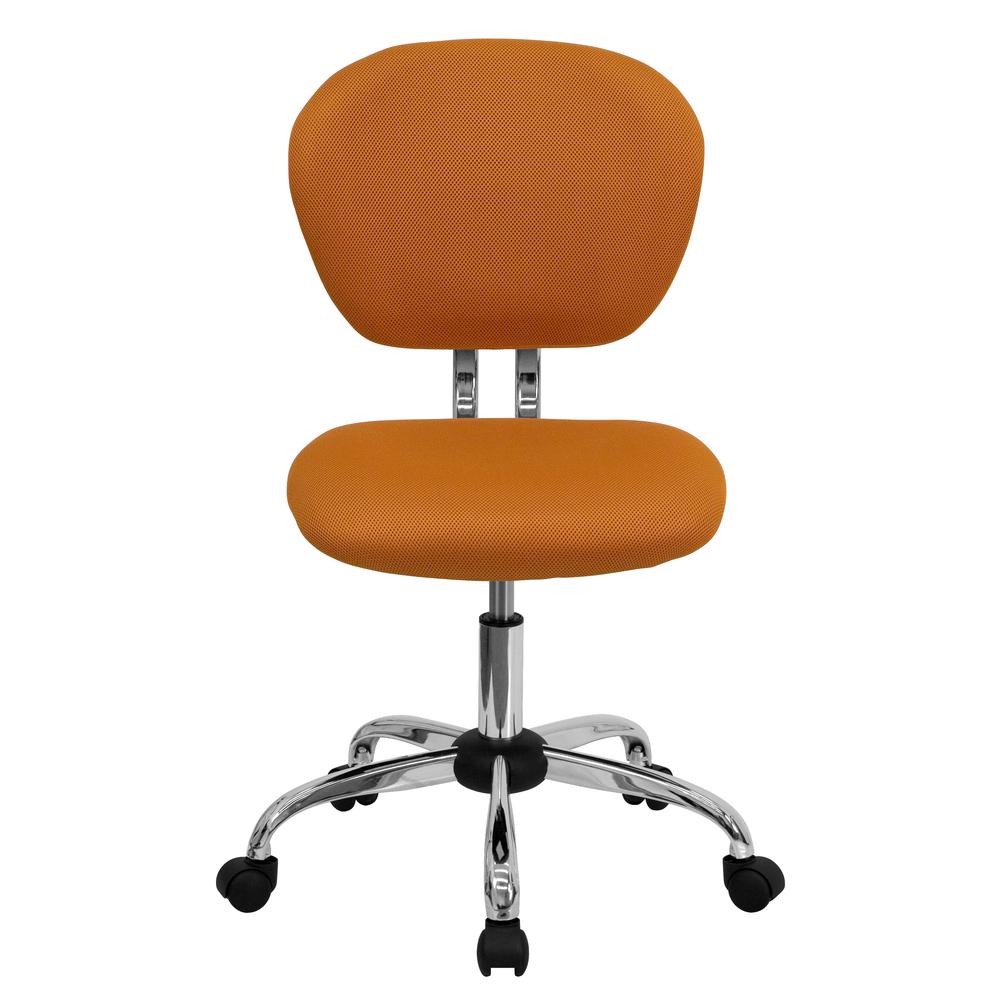 Mid-Back Orange Mesh Padded Swivel Task Office Chair with Chrome Base. Picture 5