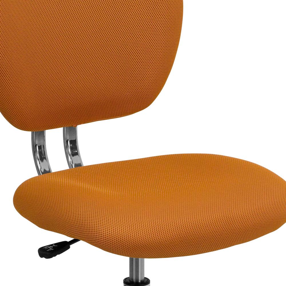 Mid-Back Orange Mesh Padded Swivel Task Office Chair with Chrome Base. Picture 6