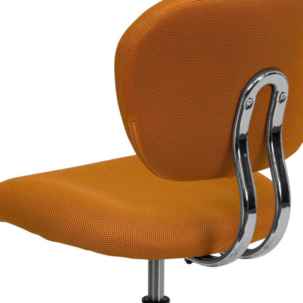 Mid-Back Orange Mesh Padded Swivel Task Office Chair with Chrome Base. Picture 7