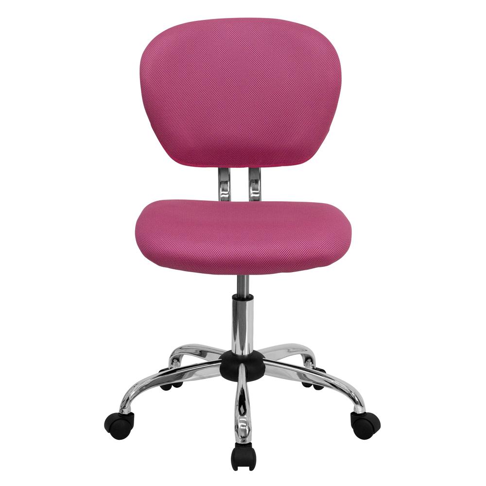 Mid-Back Pink Mesh Padded Swivel Task Office Chair with Chrome Base. Picture 5