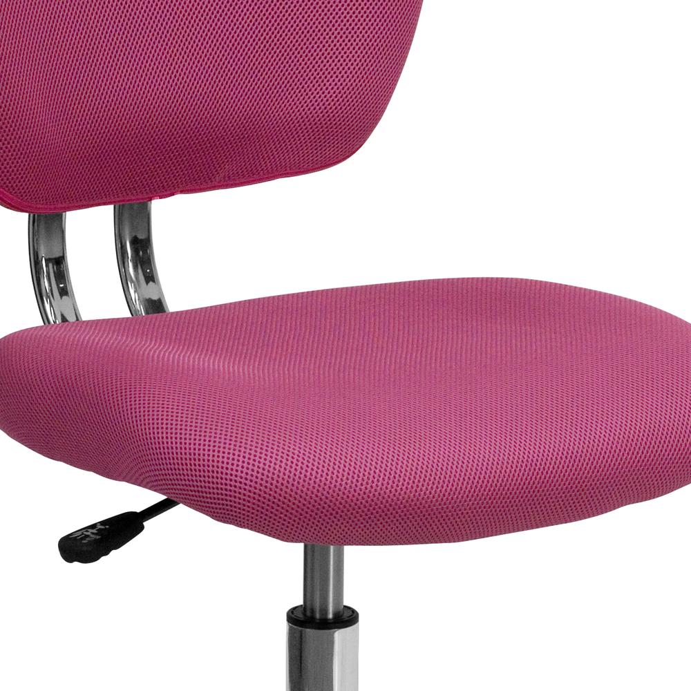Mid-Back Pink Mesh Padded Swivel Task Office Chair with Chrome Base. Picture 6
