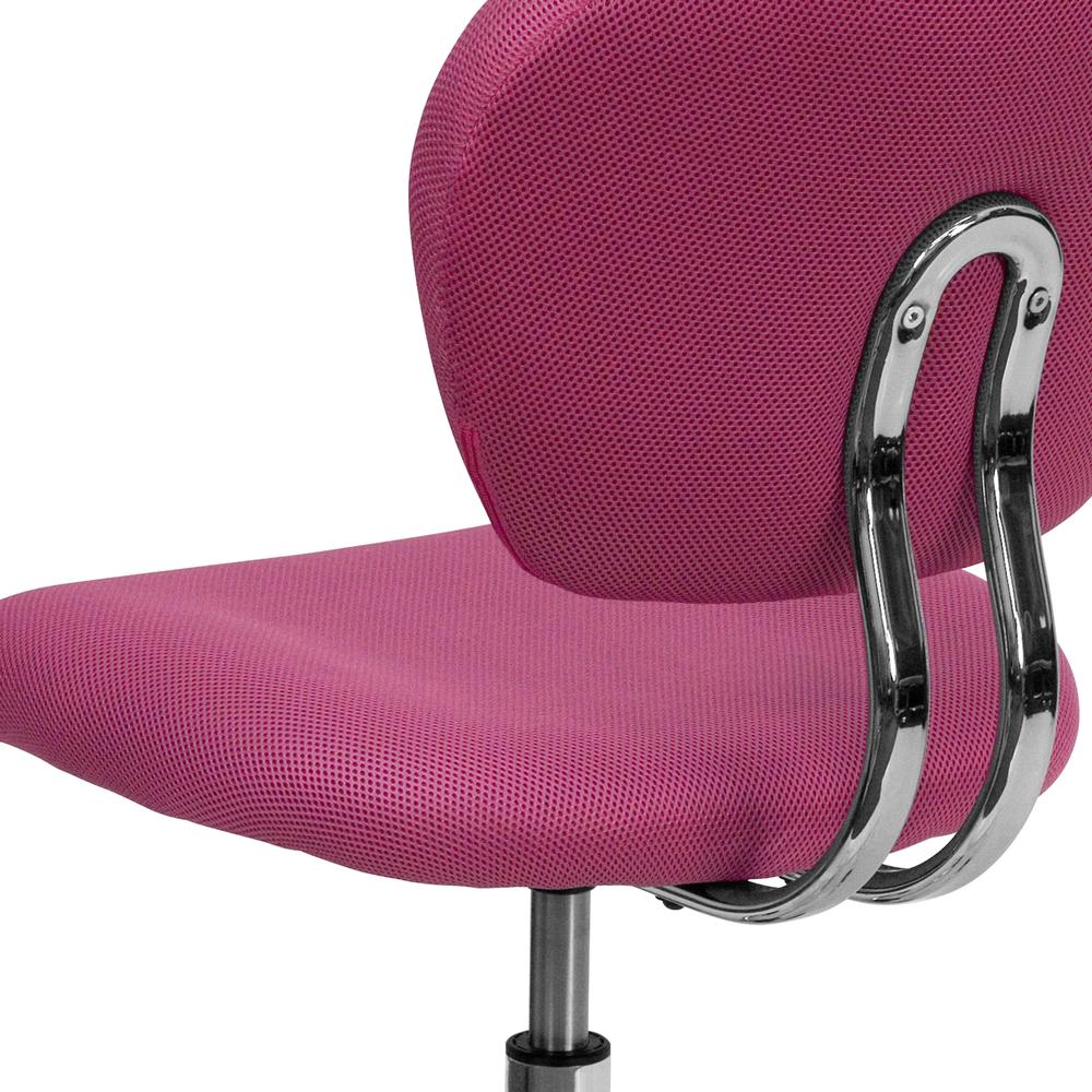 Mid-Back Pink Mesh Padded Swivel Task Office Chair with Chrome Base. Picture 7