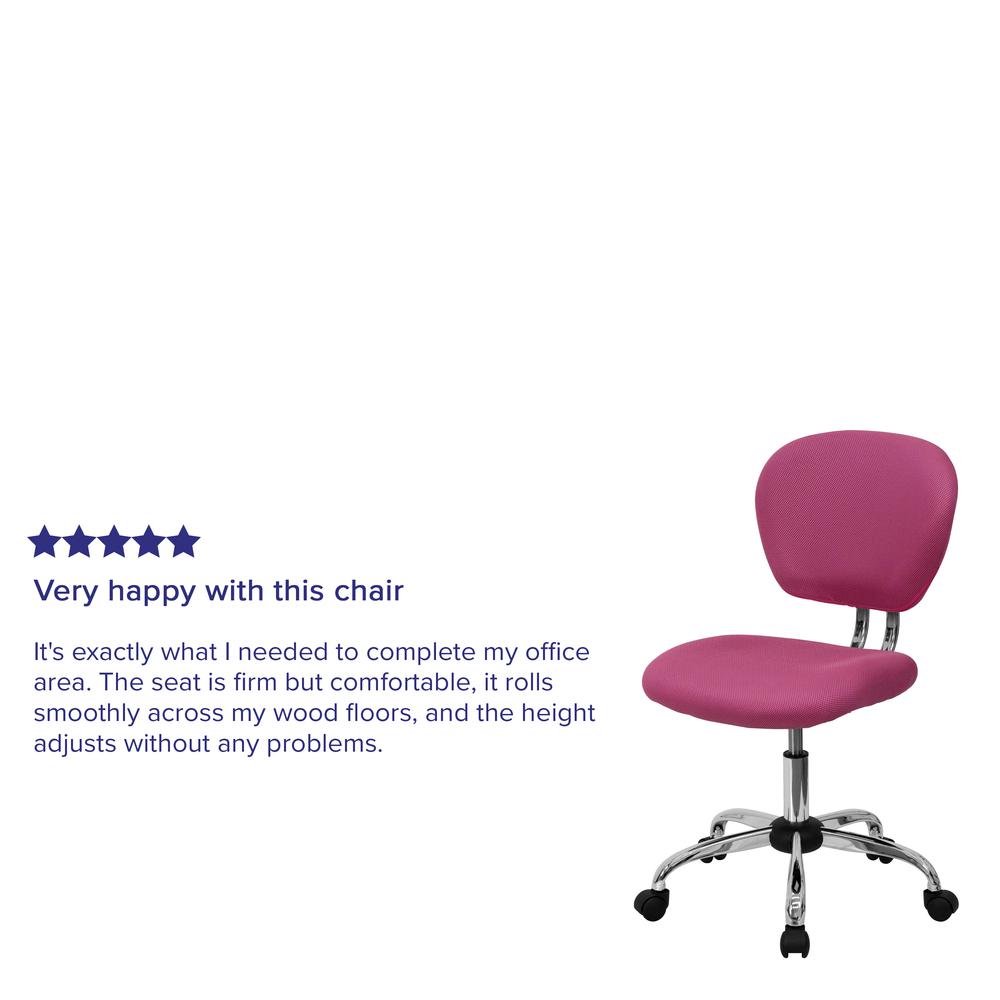 Mid-Back Pink Mesh Padded Swivel Task Office Chair with Chrome Base. Picture 9