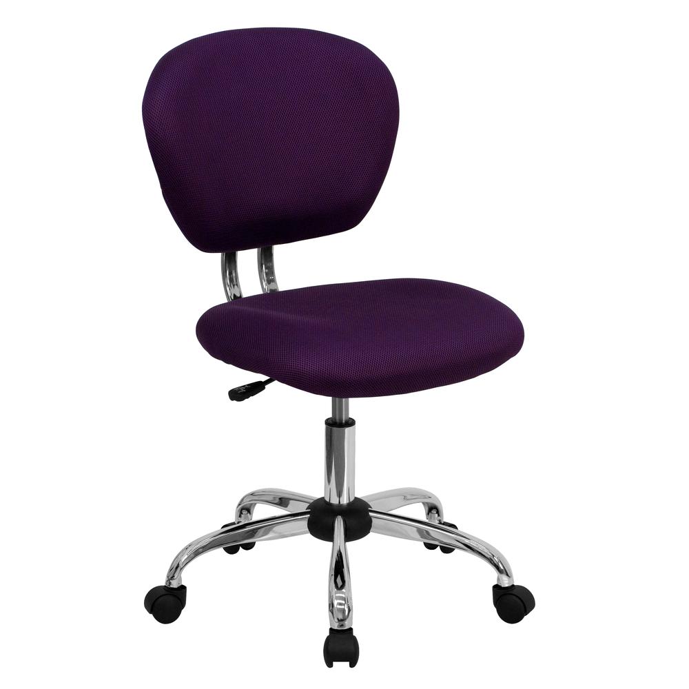 Mid-Back Purple Mesh Padded Swivel Task Office Chair with Chrome Base. Picture 1
