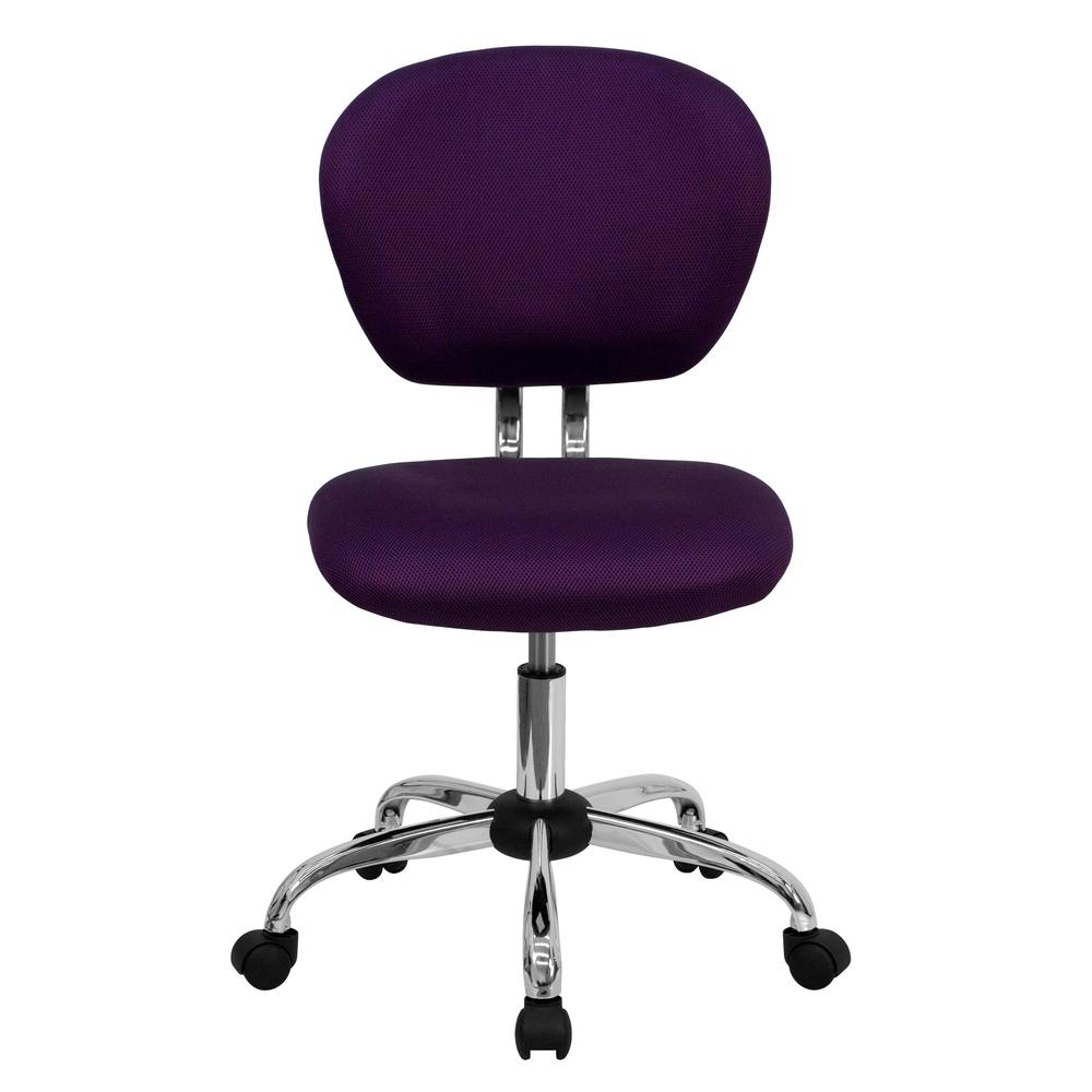 Mid-Back Purple Mesh Padded Swivel Task Office Chair with Chrome Base. Picture 5