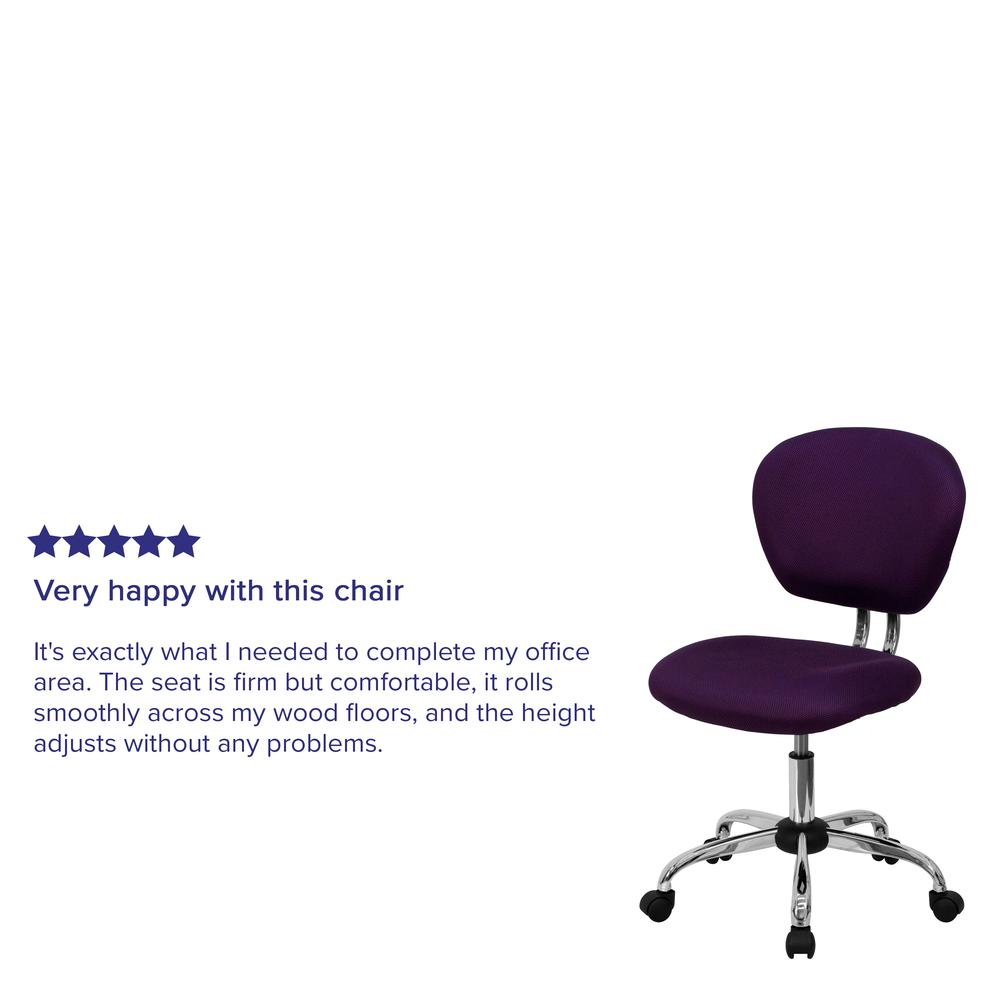 Mid-Back Purple Mesh Padded Swivel Task Office Chair with Chrome Base. Picture 7