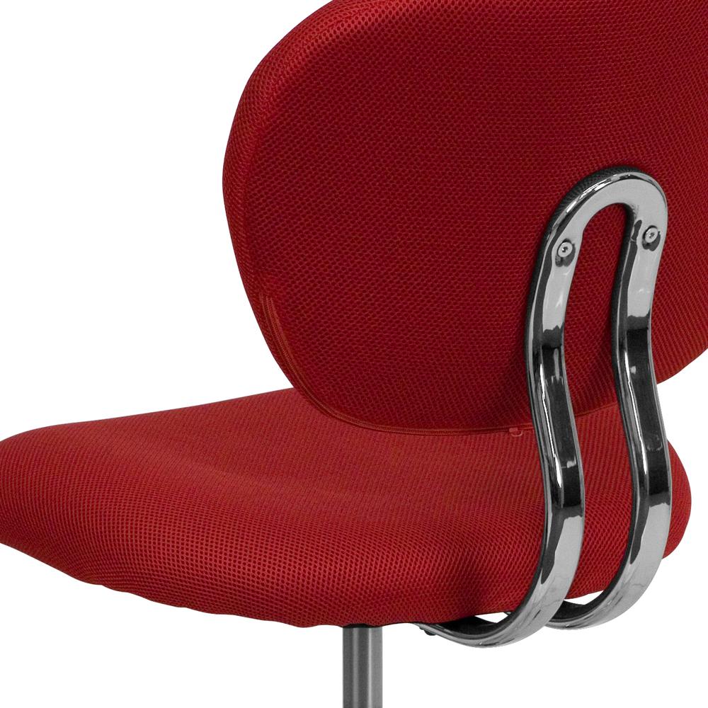 Mid-Back Red Mesh Padded Swivel Task Office Chair with Chrome Base. Picture 8