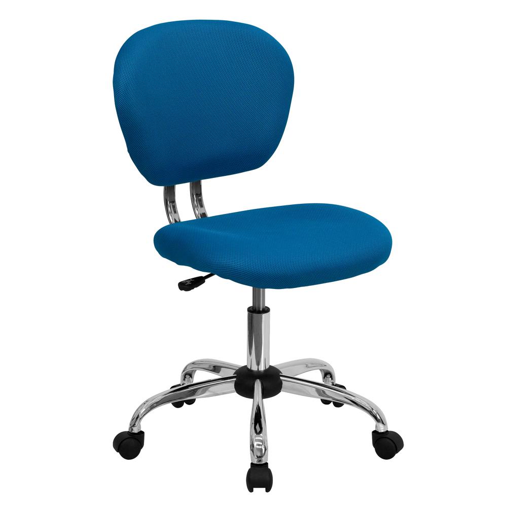 Mid-Back Turquoise Mesh Padded Swivel Task Office Chair with Chrome Base. Picture 1