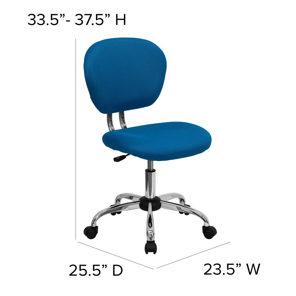 Mid-Back Turquoise Mesh Padded Swivel Task Office Chair with Chrome Base. Picture 2