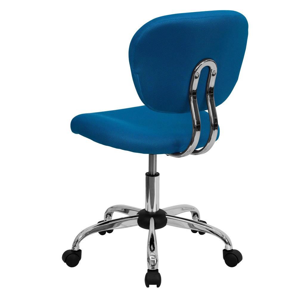 Mid-Back Turquoise Mesh Padded Swivel Task Office Chair with Chrome Base. Picture 4